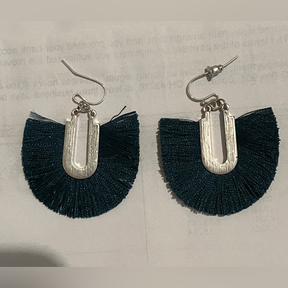 Fashion Forest Green Fringe Earrings